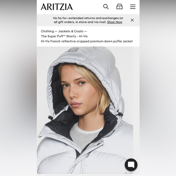 Aritzia Super Puff Shorty - Hi-Vis / reflective silver - Picture 8 of 9